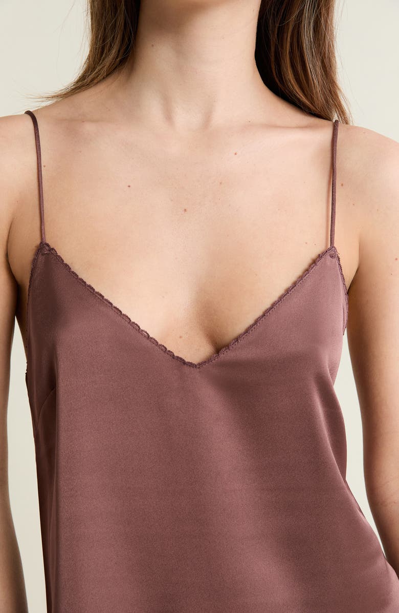 Etam Plume Lace Trim Satin Chemise, Alternate, color, Chocolate