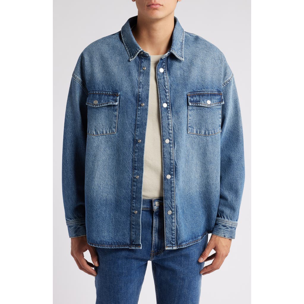 Frame Relaxed Double Pocket Denim Shirt Jacket In Briset