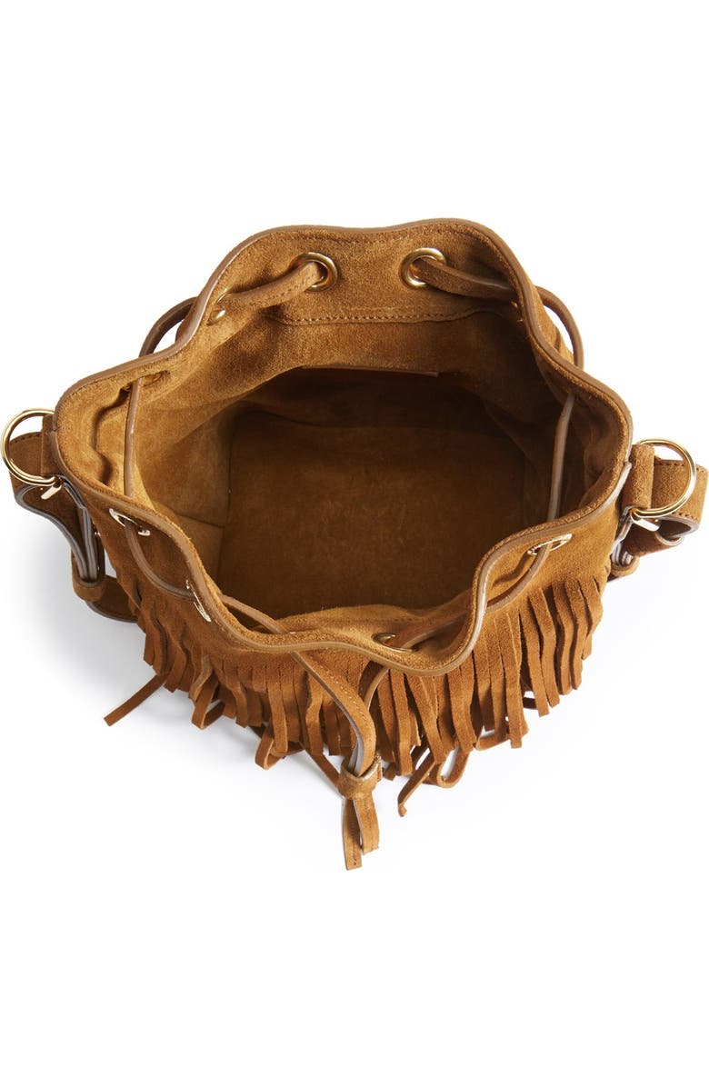 Saint Laurent 'Emmanuelle' Suede Fringe Bucket Bag, Alternate, color,