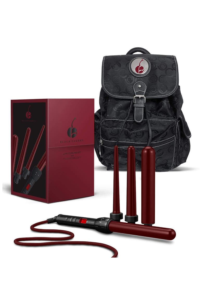4-in-1 Professional Thermolon Curling System & Backpack, Main, color, RED/ BLACK
