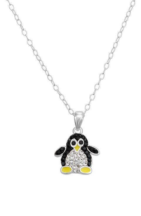 Pavé Crystal Penguin Pendant Necklace