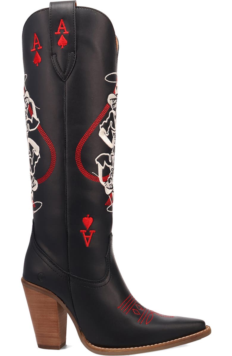 Dingo Ace of Spades Cowboy Boot, Alternate, color, Black