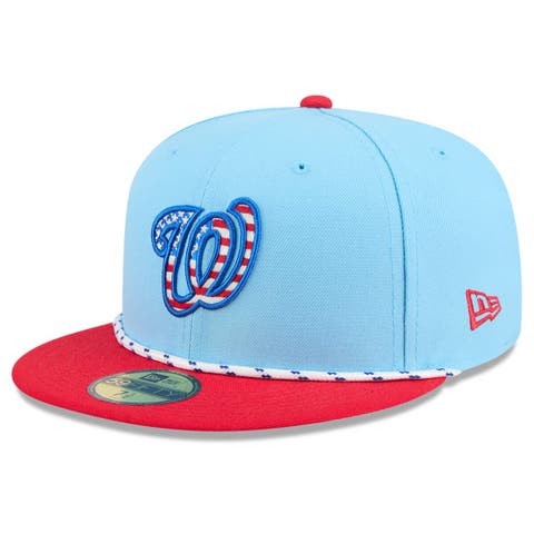 Men's New Era Light Blue/Red Washington Nationals 2025 Fourth of July 59FIFTY Fitted Hat