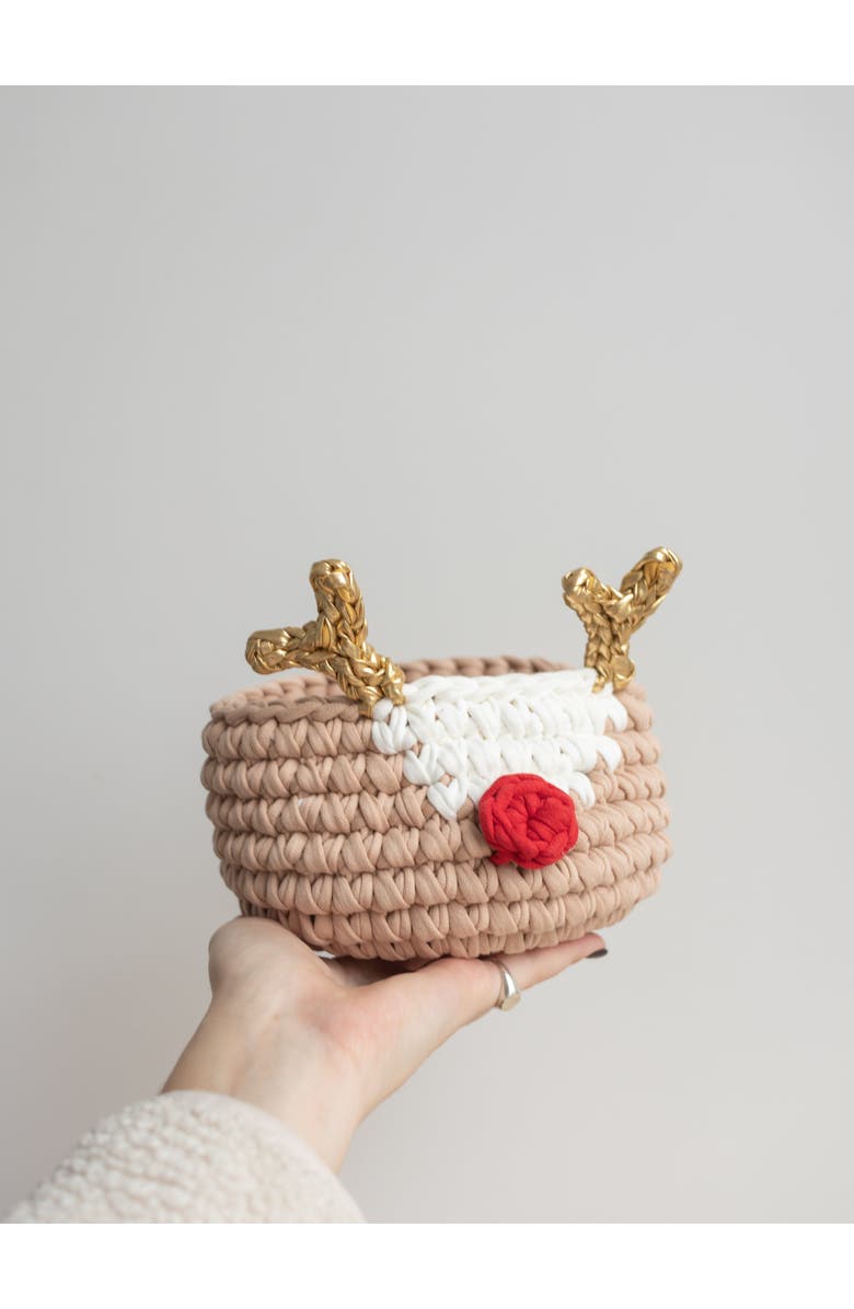 Anzy Home Christmas Deer and Santa Baskets, Alternate, color, White