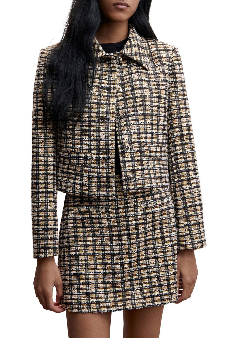 Check Tweed Jacket, Main, color, OCHRE