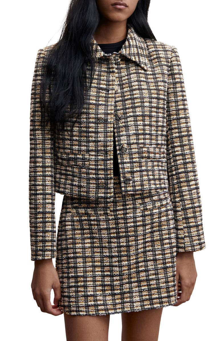 MANGO Check Tweed Jacket, Main, color,