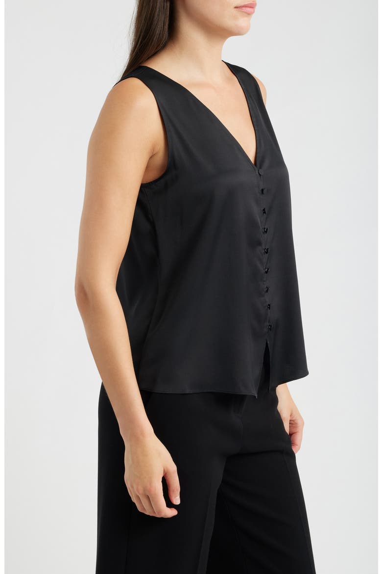 Colette Silk Blend Button-Up Top, Alternate, color, BLACK