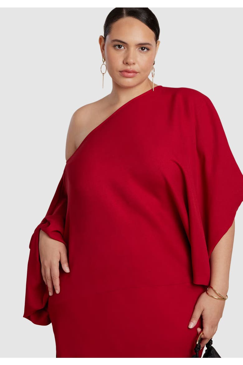 Exaggerated Sleeve Draped Maxi Dress, Alternate, color, SAVVY RED