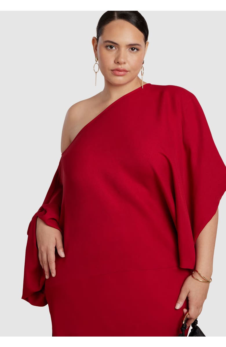 ELOQUII Exaggerated Sleeve Draped Maxi Dress, Alternate, color, Savvy Red