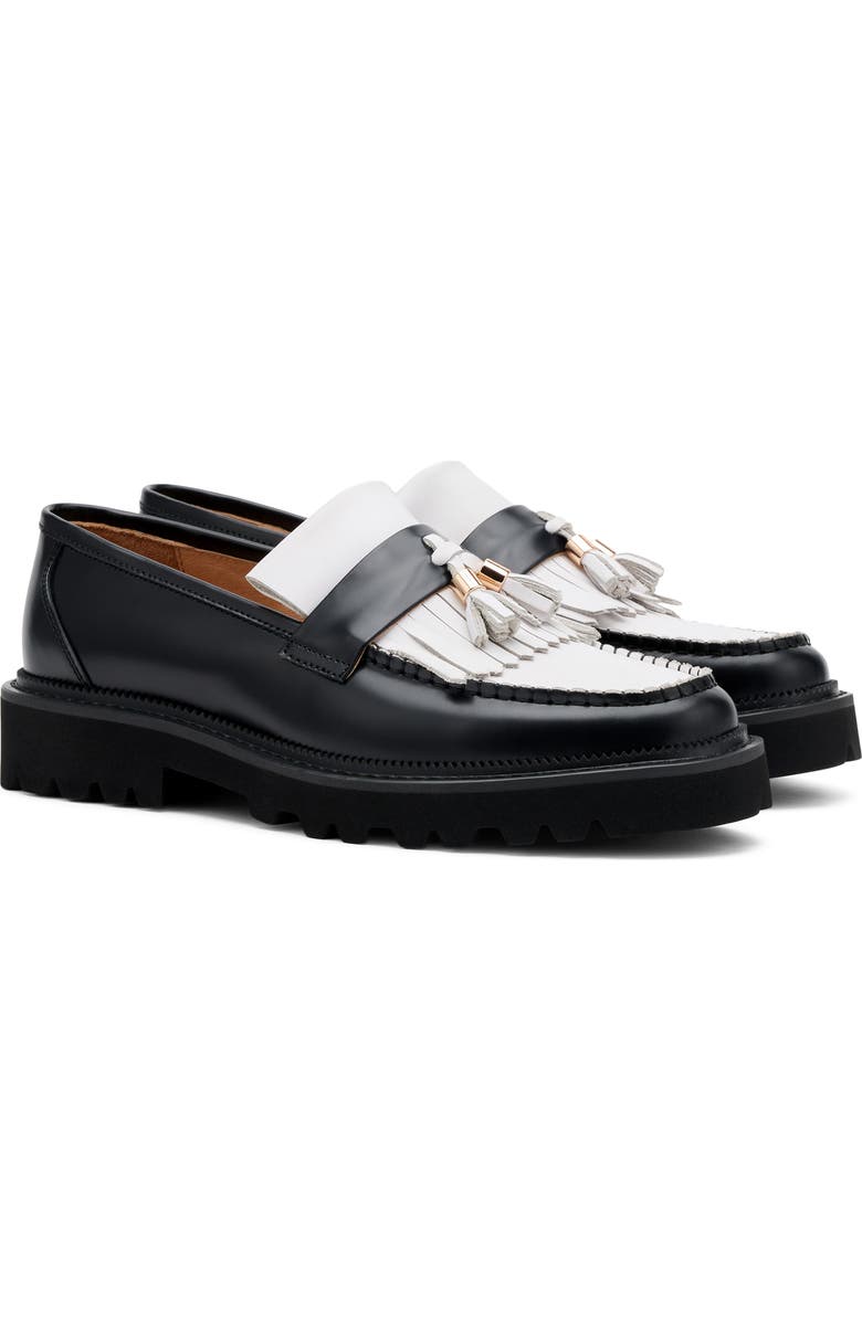 MARC NOLAN Journey Kiltie Fringe Loafer, Main, color, Black/ White