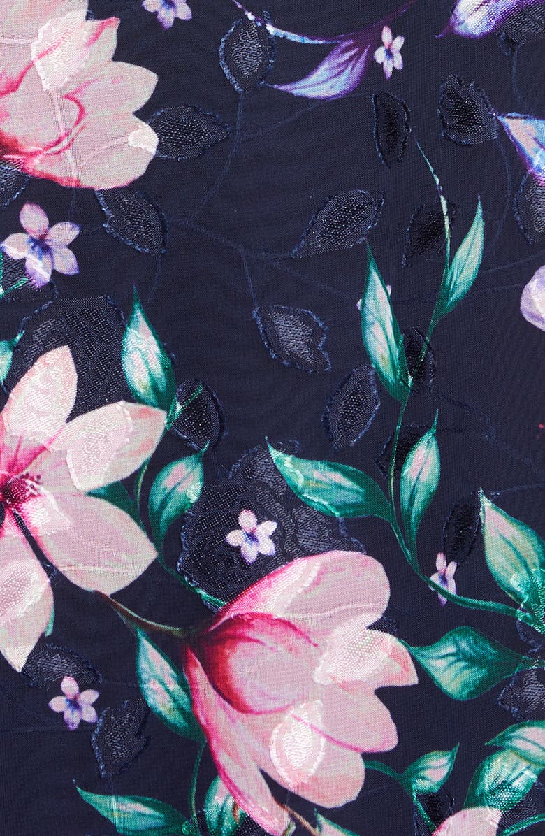 Marchesa Notte Floral Jacquard Chiffon Gown, Alternate, color,