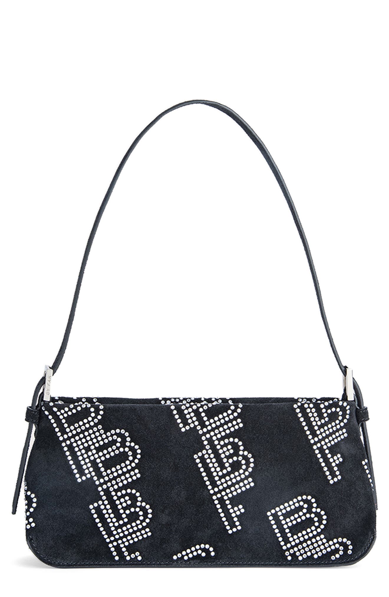 Dulce Studded Leather Shoulder Bag, Main, color, BLACK