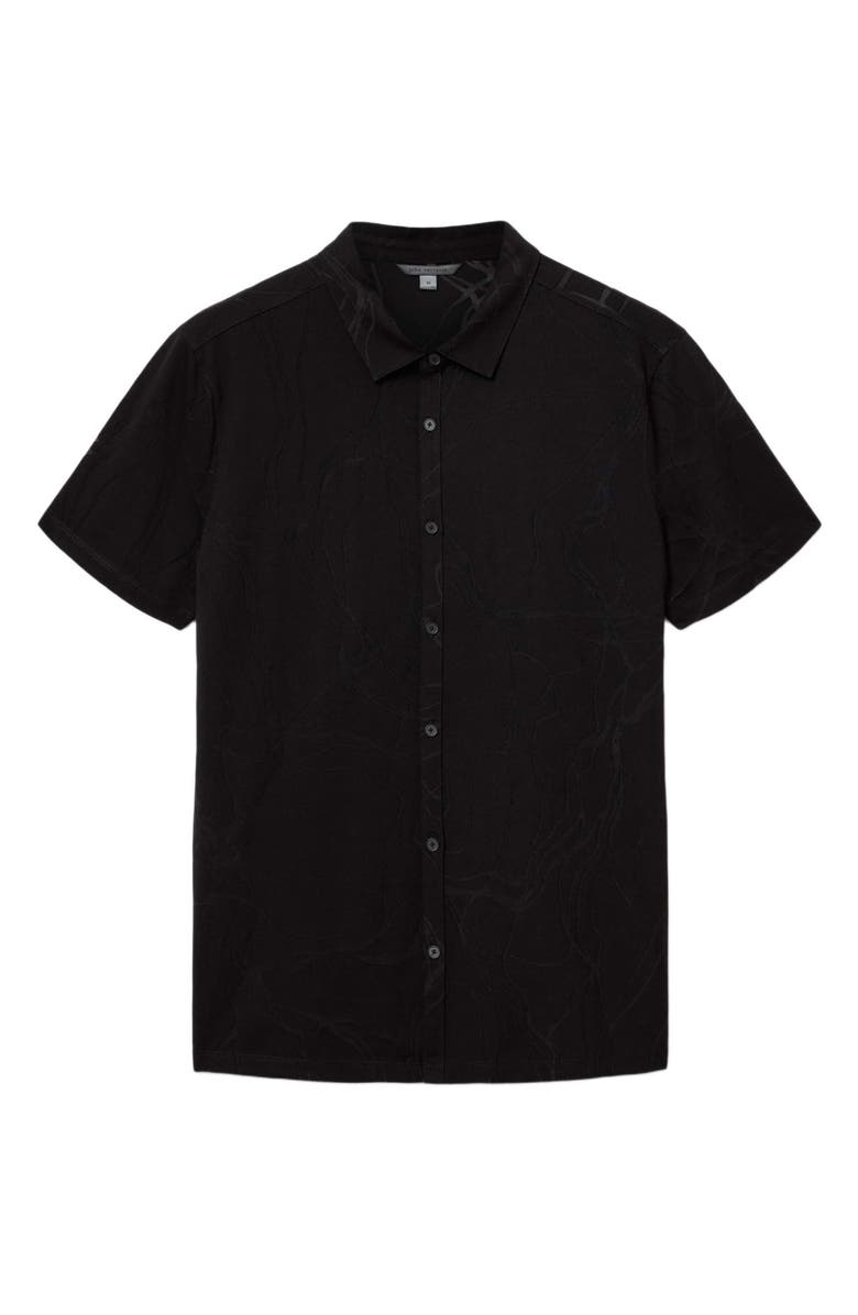 John Varvatos Elio Tangled Burnout Short Sleeve Button-Up Shirt, Alternate, color, Black