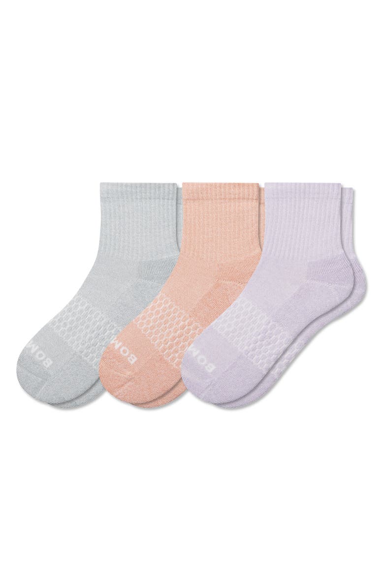 Bombas Assorted 3-Pack Marl Quarter Crew Socks, Main, color, Misty Sky Mix
