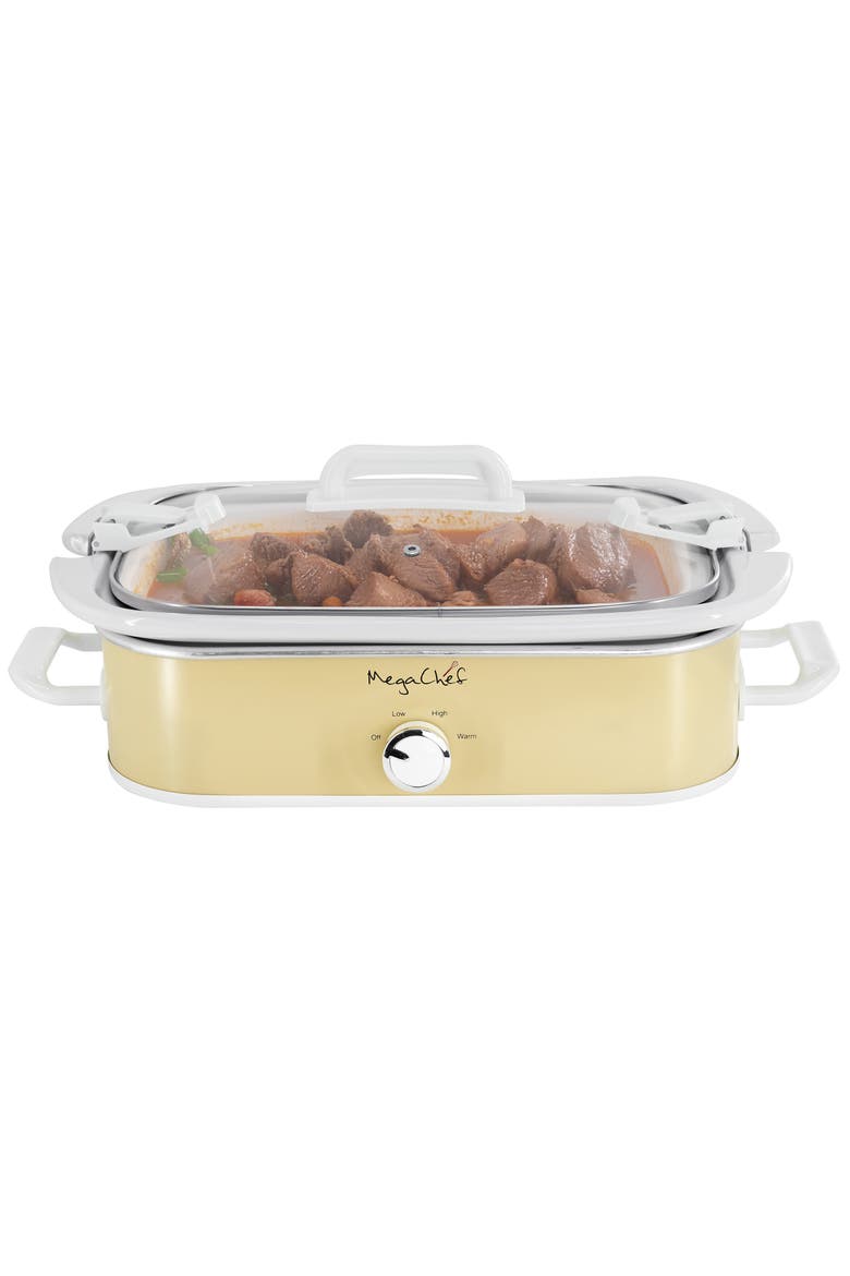 3.5 Quart Casserole Slow Cooker with 3 Temperature Settings in Cream, Main, color, White