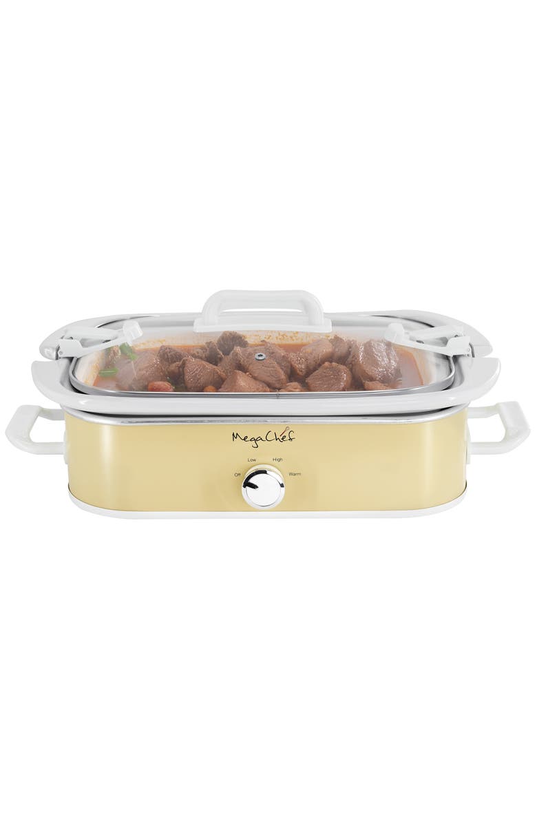 Megachef 3.5 Quart Casserole Slow Cooker with 3 Temperature Settings in Cream, Main, color, White