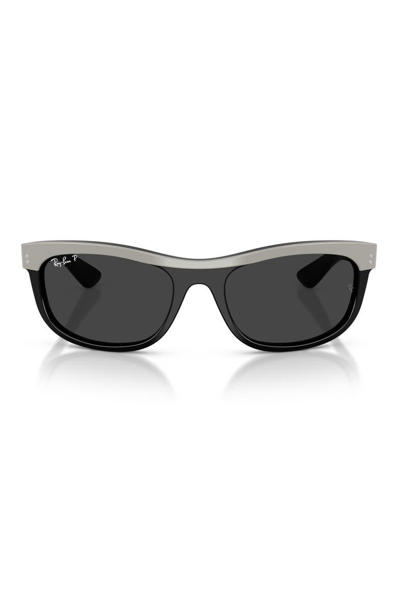 62mm Balorama Polarized Rectangle Sunglasses, Main, color, GREY ON BLACK / POLAR BLACK