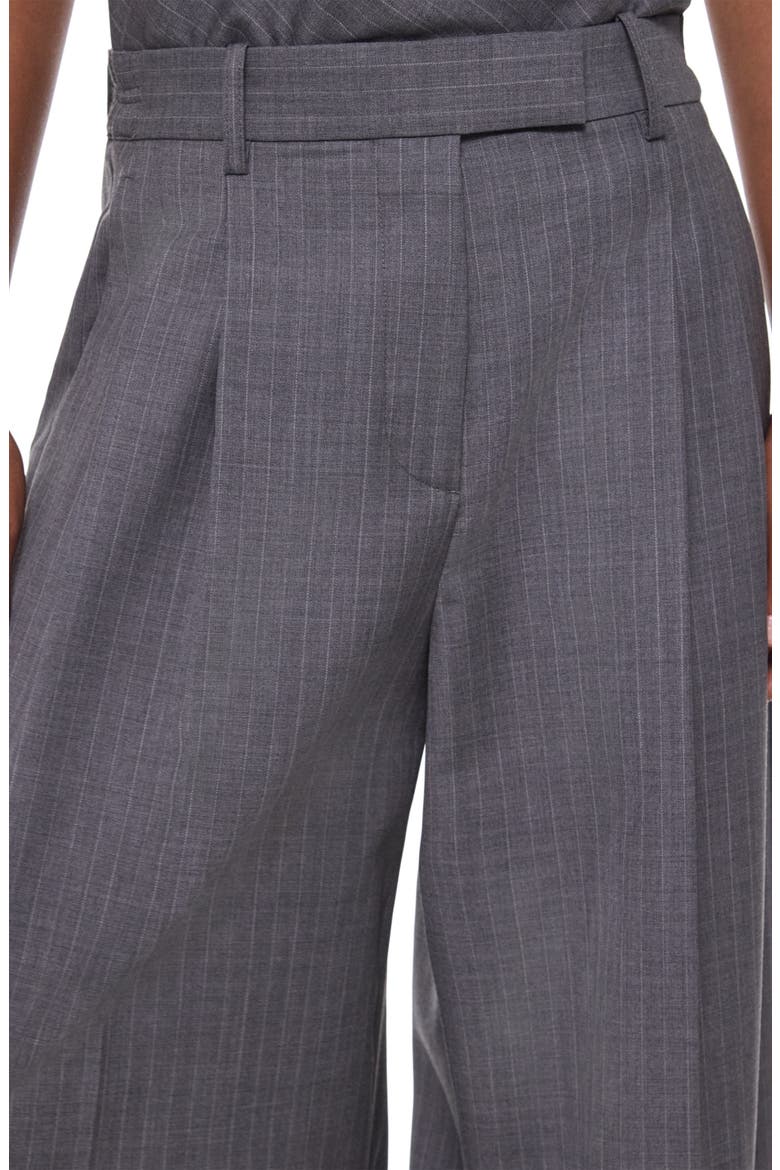 Pinstripe Linen Blend Wide Leg Pants, Alternate, color, GREY MELANGE