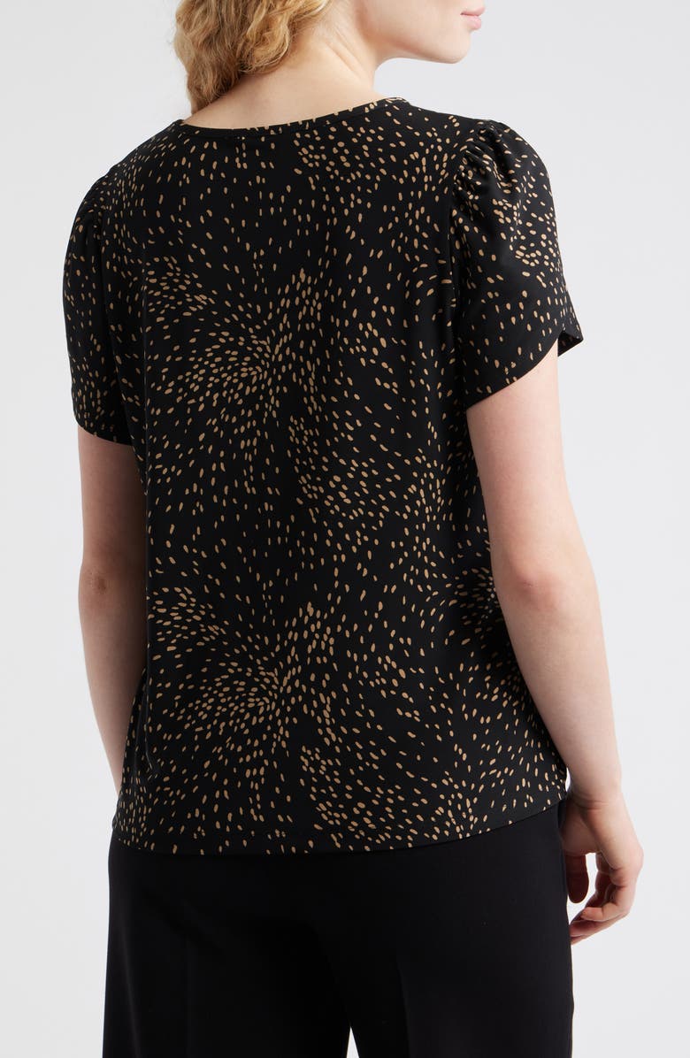 AK ANNE KLEIN Dot Tulip Sleeve Top, Alternate, color, Anne Black/ Vicuna