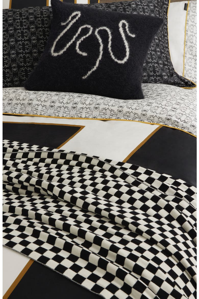 Checkerboard Alpaca Throw Rug, Alternate, color, Black & White
