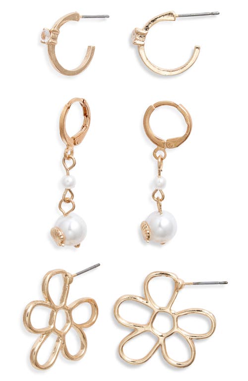 BP. Set of 3 Stud Earrings in Gold Ivory 