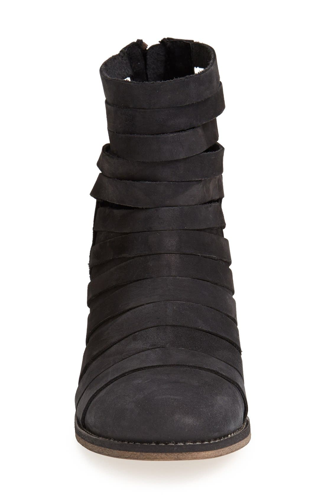 'Hybrid' Strappy Leather Bootie, Alternate, color, BLACK