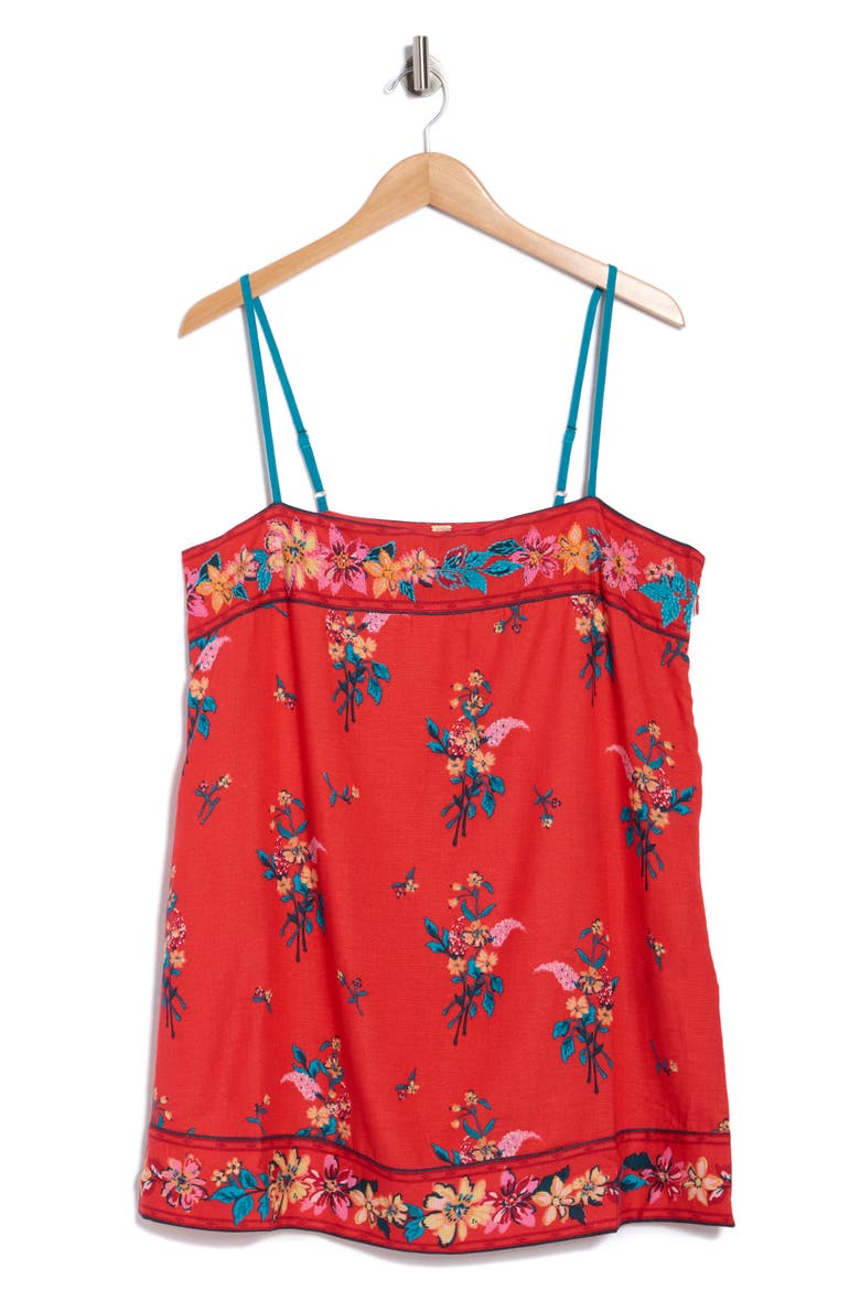 Bali Embroidery Border Floral Minidress, Main, color, RED COMBO