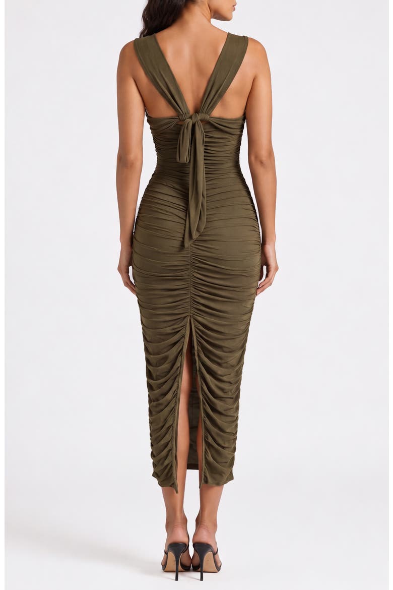 Vixen Ruched Body-Con Midi Dress, Alternate, color, OLIVE
