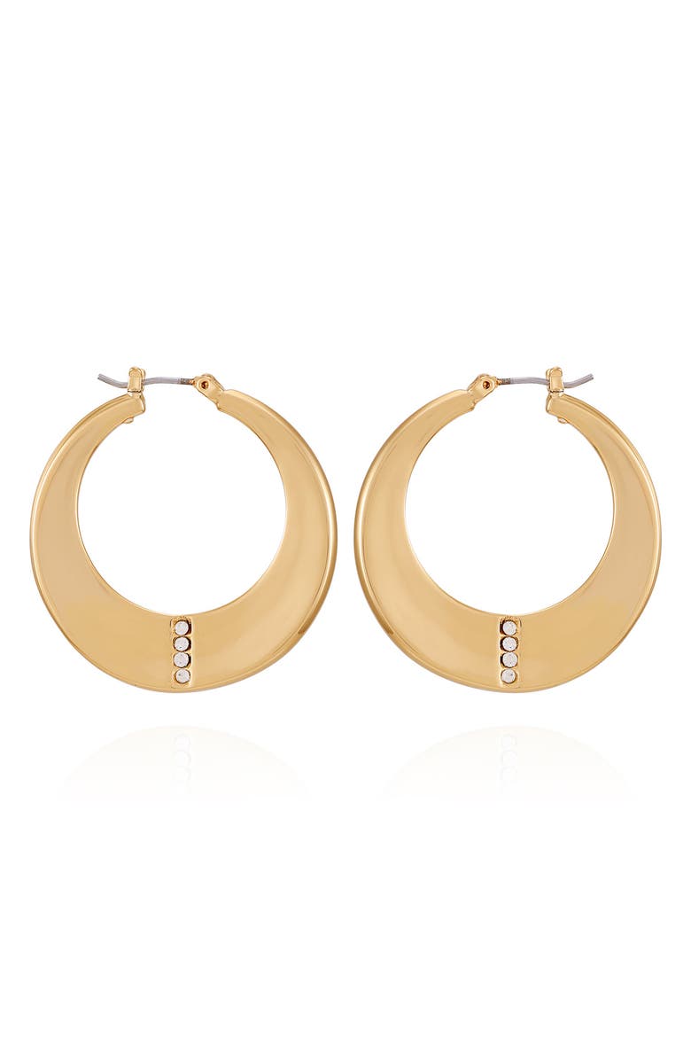 Vince Camuto Crystal Hoop Earrings, Main, color, Goldtone3