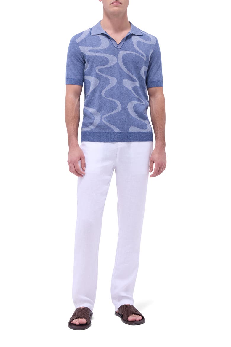 Johnny Collar Cotton & Silk Polo Sweater, Alternate, color, INDIGO