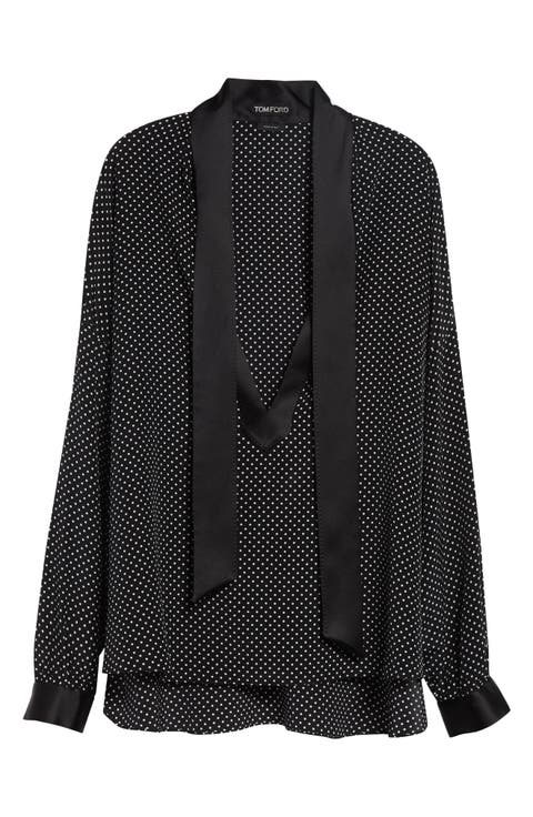 Dot Silk Crepe Tunic Top