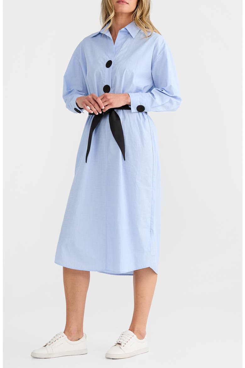 Coventry Tie Waist Long Sleeve Shirtdress, Alternate, color, BLUE