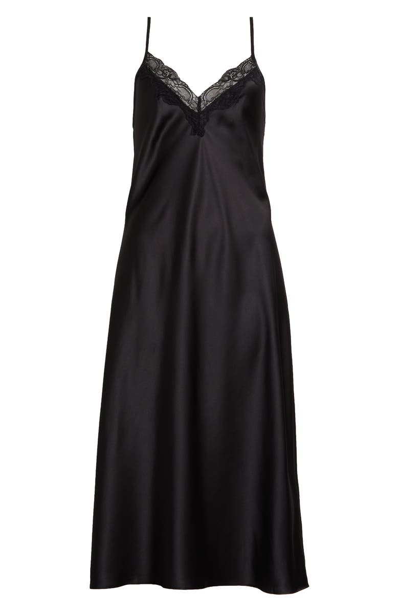 In Bloom by Jonquil Lace Trim Stretch Satin Nightgown, Alternate, color, 