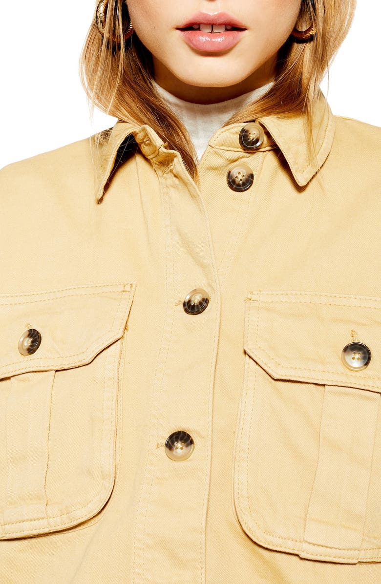 Topshop Jack Raw Hem Shirt Jacket, Alternate, color,