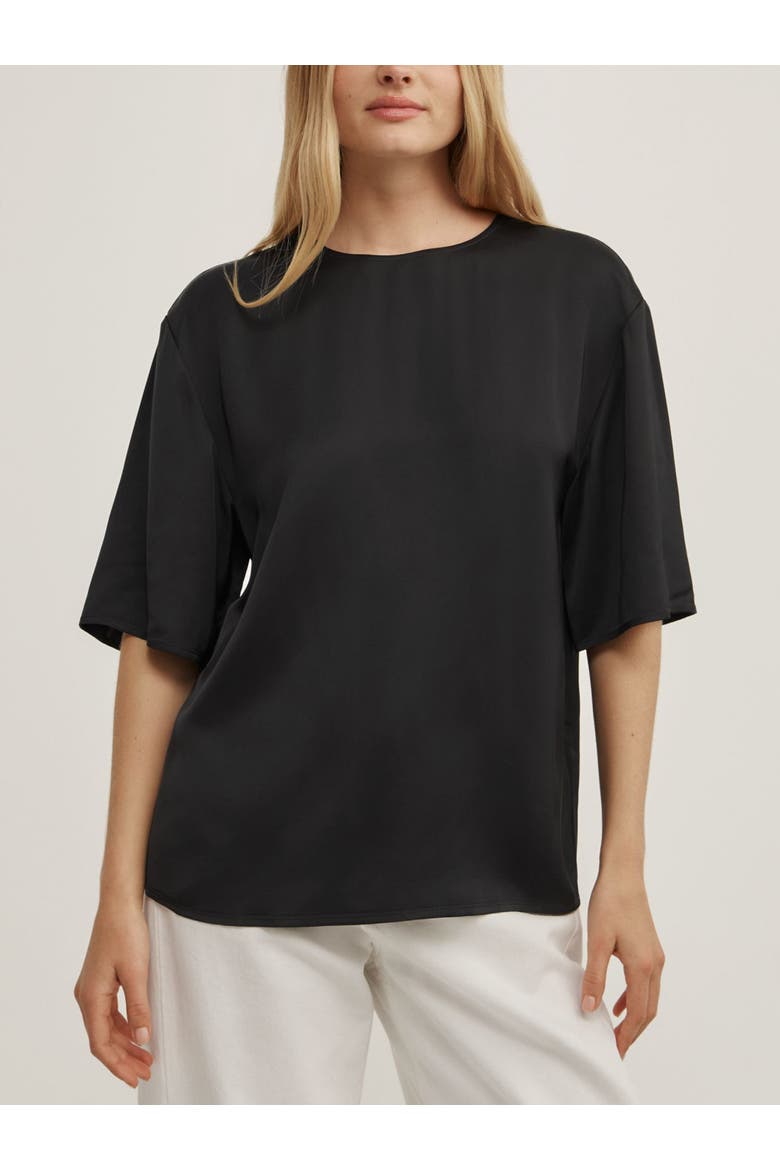 Satin T-shirt, Main, color, Black