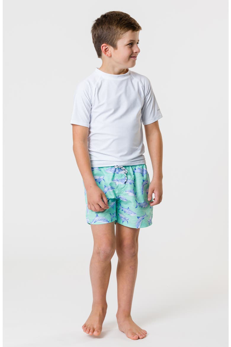 Kids' Short Sleeve Rashguard, Alternate, color, WHITE