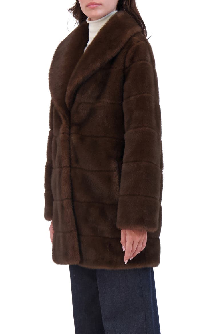 Fur-Free Mink (Faux Fur) Horizontal Stroller, Shawl Collar, Alternate, color, BROWN