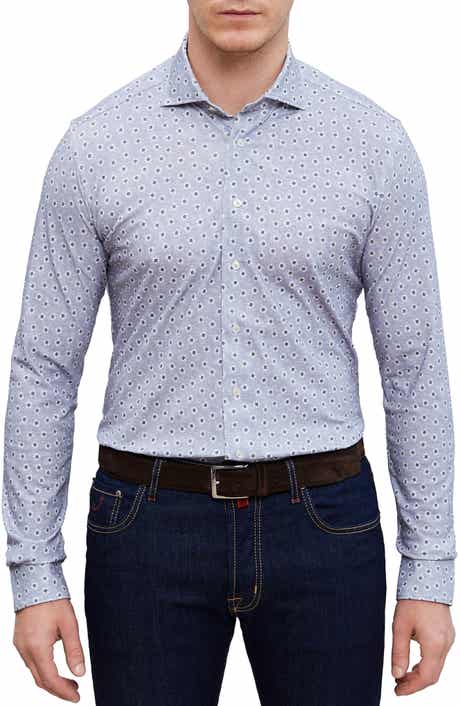Emanuel Berg 4Flex Modern Fit Floral Knit Button-Up Shirt