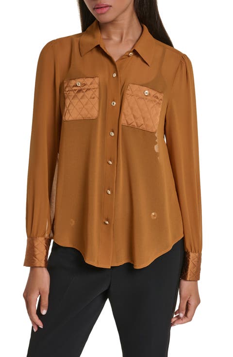 Quilted Pocket Chiffon Shirt