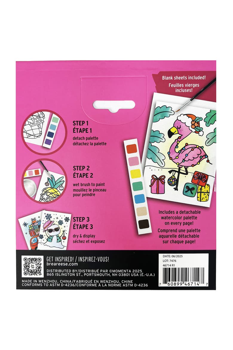 Watercolor Pad Kit, Surfing Santa, 8 Christmas Designs, Alternate, color, Multicolored