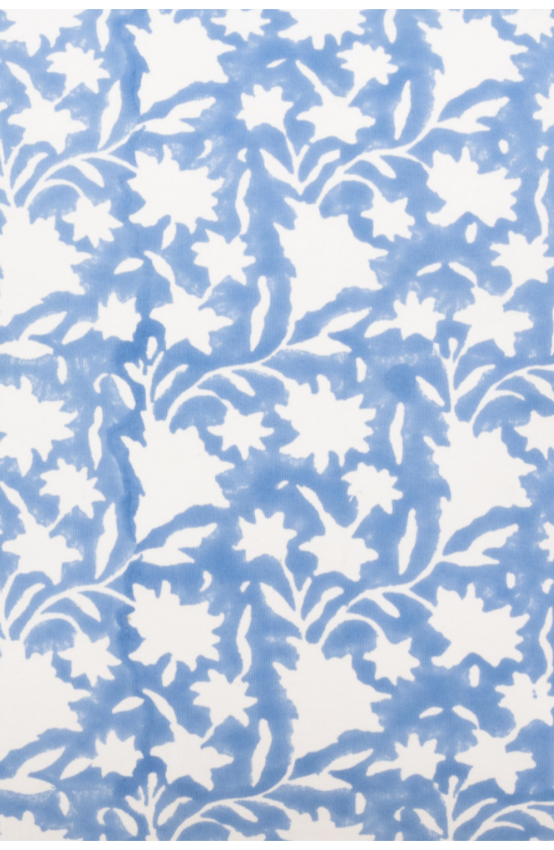 Inner Child Les Fleurs Blockprint Reversible Pillow - Cover + Insert, Alternate, color, Periwinkle Blue