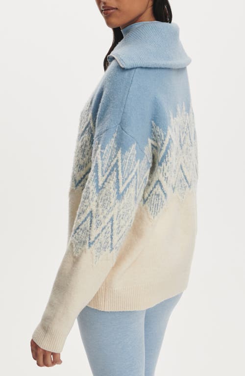 Varley Hedda Fair Isle Half Zip Pullover Ashley Blue In Blue