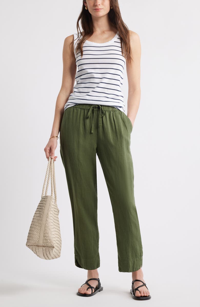 Tie Waist Taper Linen Pants