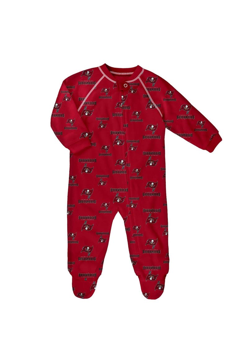 Infant Red Tampa Bay Buccaneers Allover Print Raglan Full-Zip Jumper, Main, color, Red
