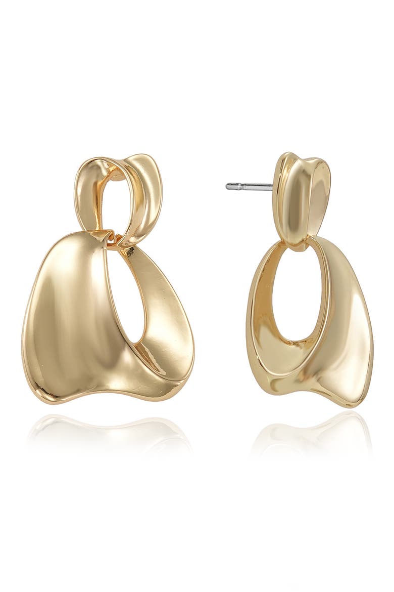 Ribbon Drop Earrings, Main, color, GOLD