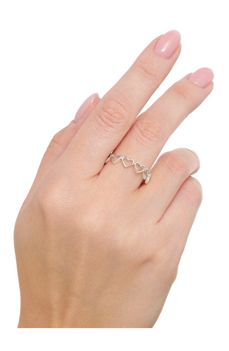 DEVATA Open Heart Eternity Ring in Rhodium Plated Sterling Silver, Alternate, color, Silver