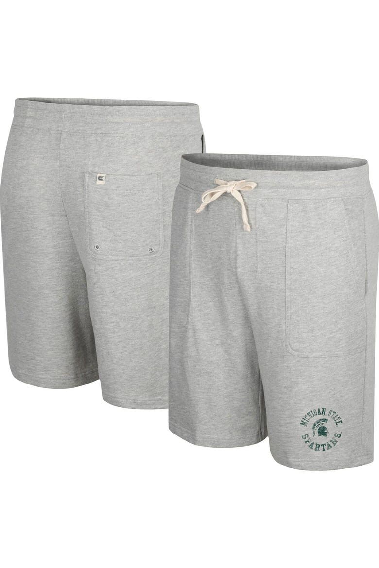 Men's Colosseum Heather Gray Michigan State Spartans Love To Hear This Terry Shorts, Main, color, Heather Gray