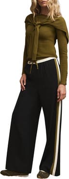 MINT VELVET Side Stripe Tie Waist Wide Trousers