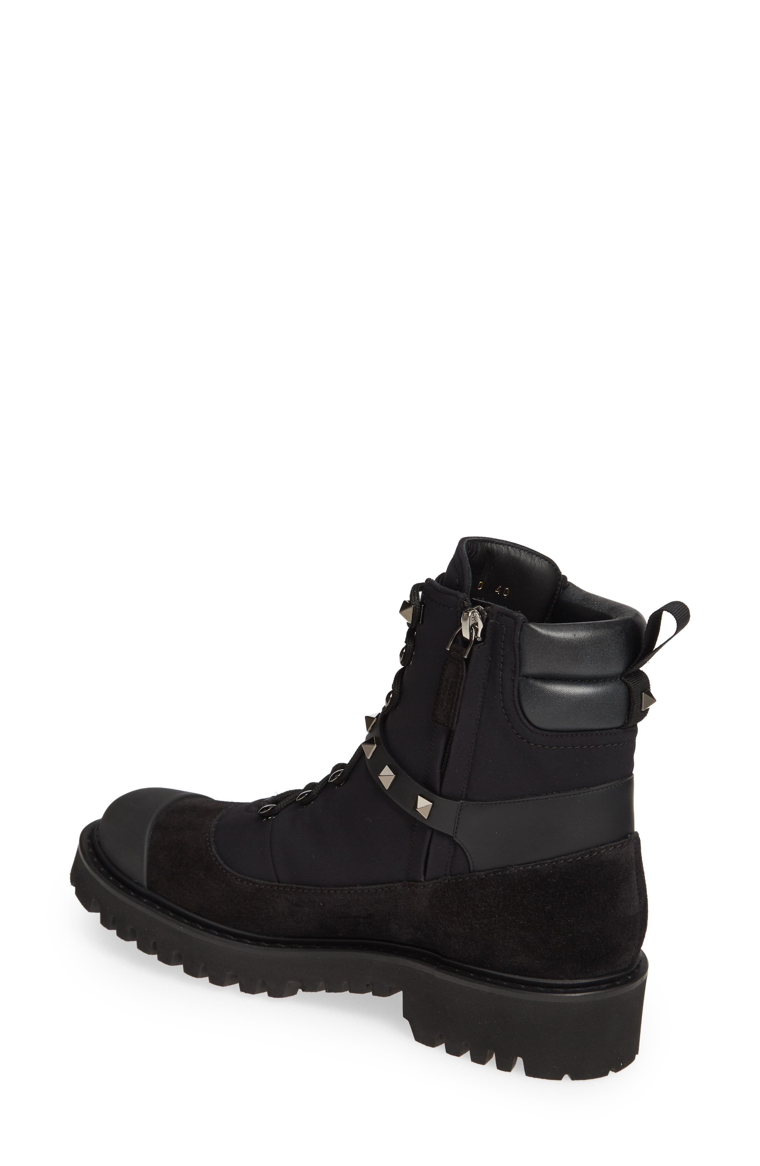 Valentino Garavani Rockstud Cap Toe Combat Boot, Alternate, color, 