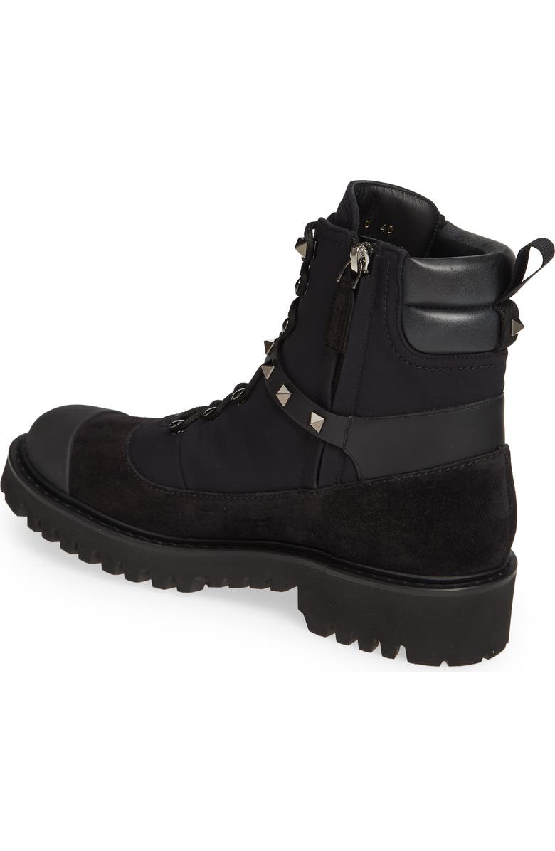 Valentino Garavani Rockstud Cap Toe Combat Boot, Alternate, color,